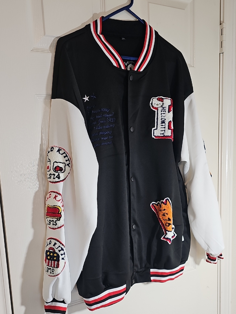 New Sanrio 2XL  Hello Kitty 1976-2005 Colorful Patchwork  Varsity Jacket - Picture 13 of 15